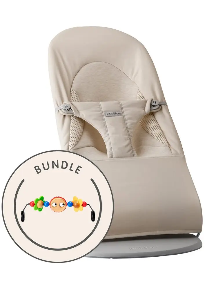 Babybjörn Lehátko SOFT TRI-FABRIC Light Beige/Jersey+ hračka Googly Eyes