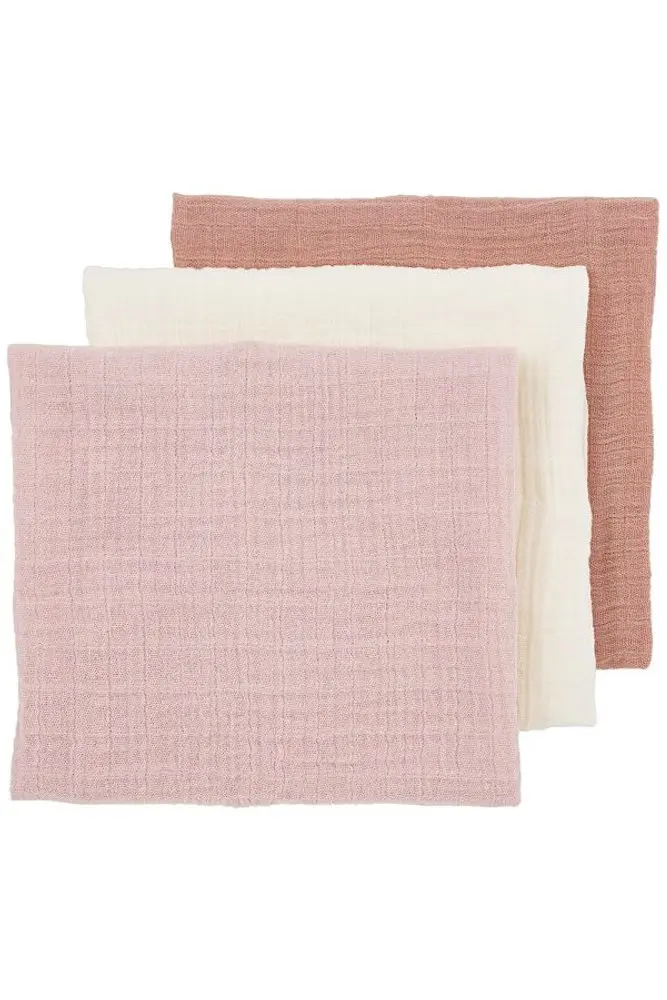 Meyco Mušelínové pleny 3-balení - Soft rose/rose/natural