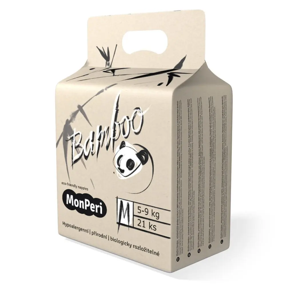 MonPeri Bamboo M 5-9 kg- 21ks EKO dětské bambusové jednorázové plenky (velikost 3)