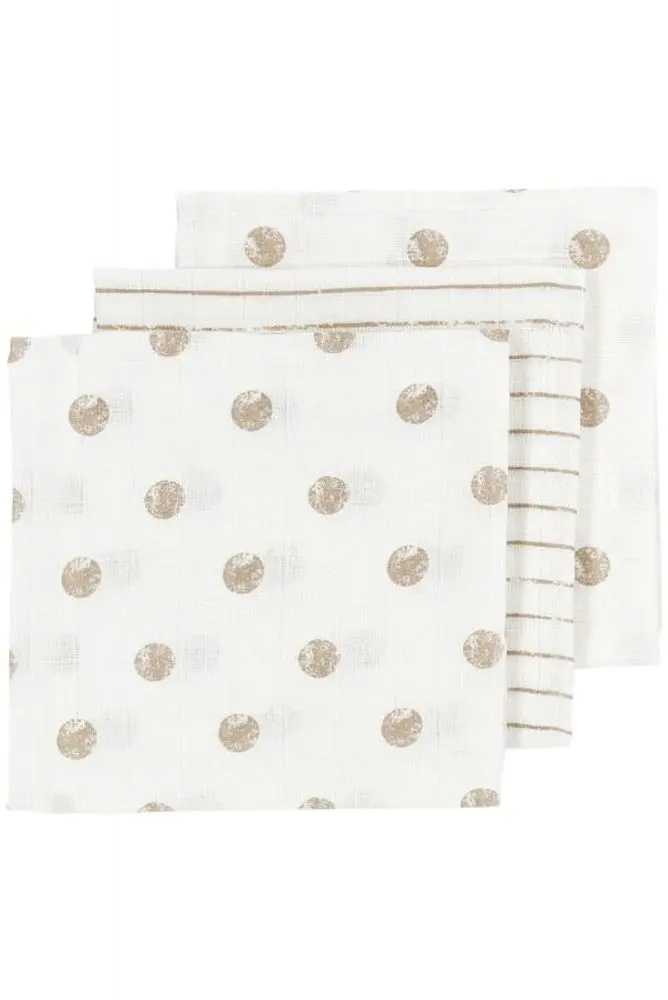 Meyco Mušelínové pleny 3-balení - Dot stripe sand