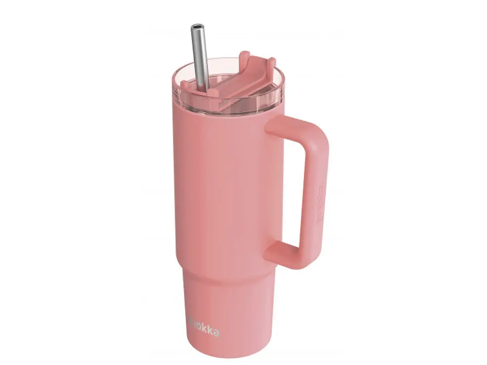 Termohrnek Vibe s brčkem, 880ml, Quokka, broskvový