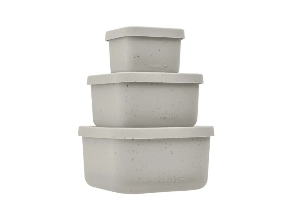 KikkaBoo Sada boxů na svačinu 3 ks Platinum Silicone Sand