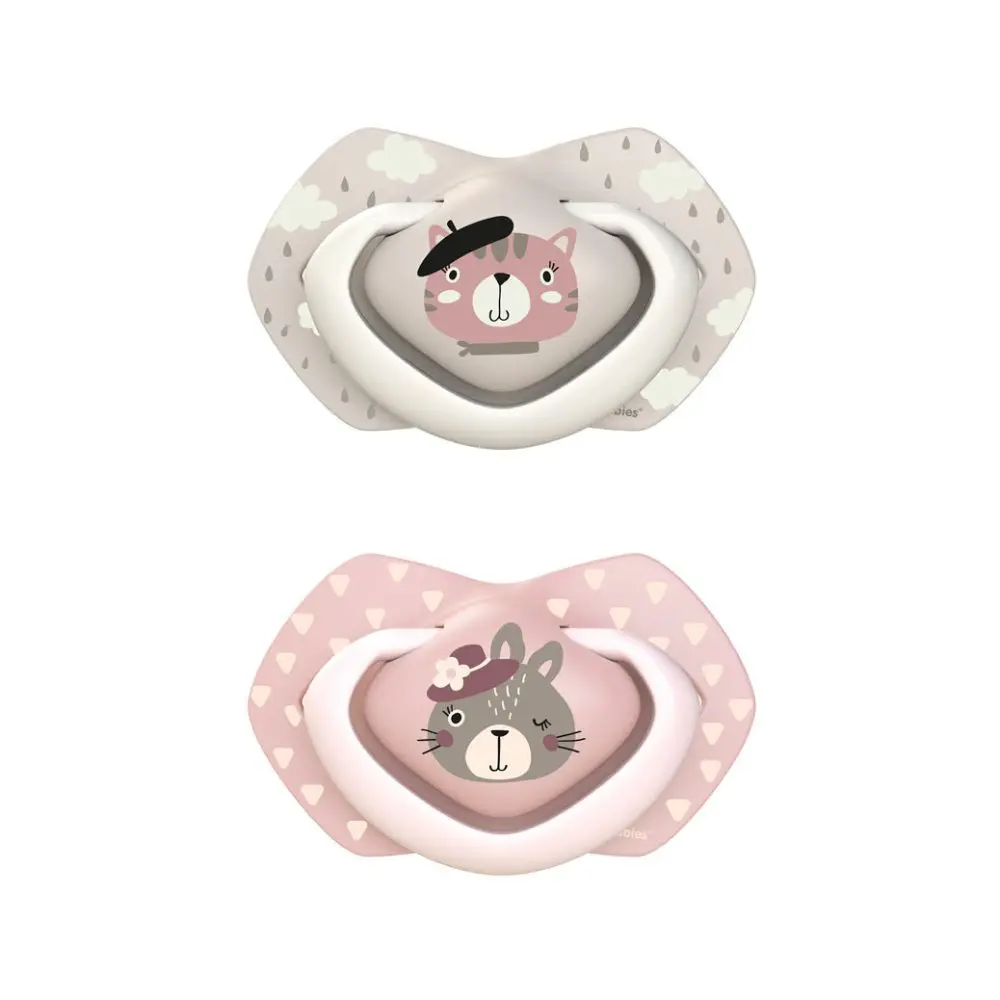 Canpol babies set symetrických silikonových dudlíků 6-18m BONJOUR PARIS růžový