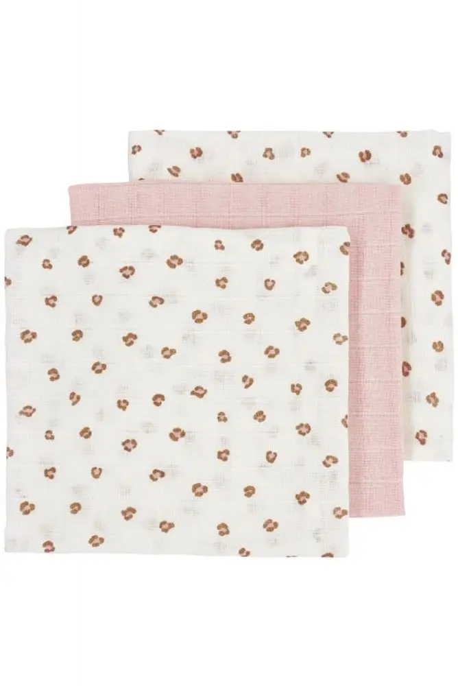 Meyco Mušelínové pleny 3-balení - Mini panther soft pink