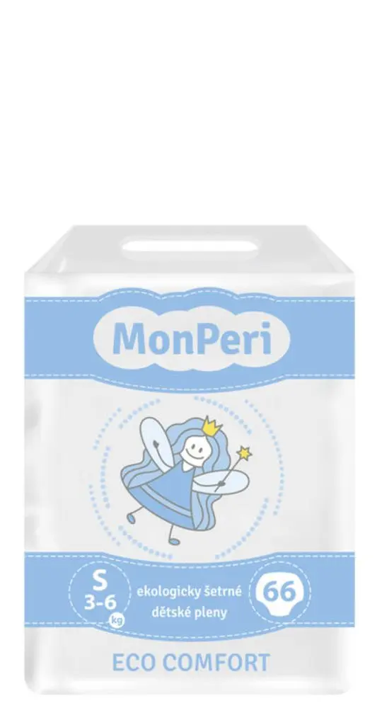 MonPeri Eco Comfort S 3–6kg - 66ks EKO Jednorázové dětské plenky (velikost 2)