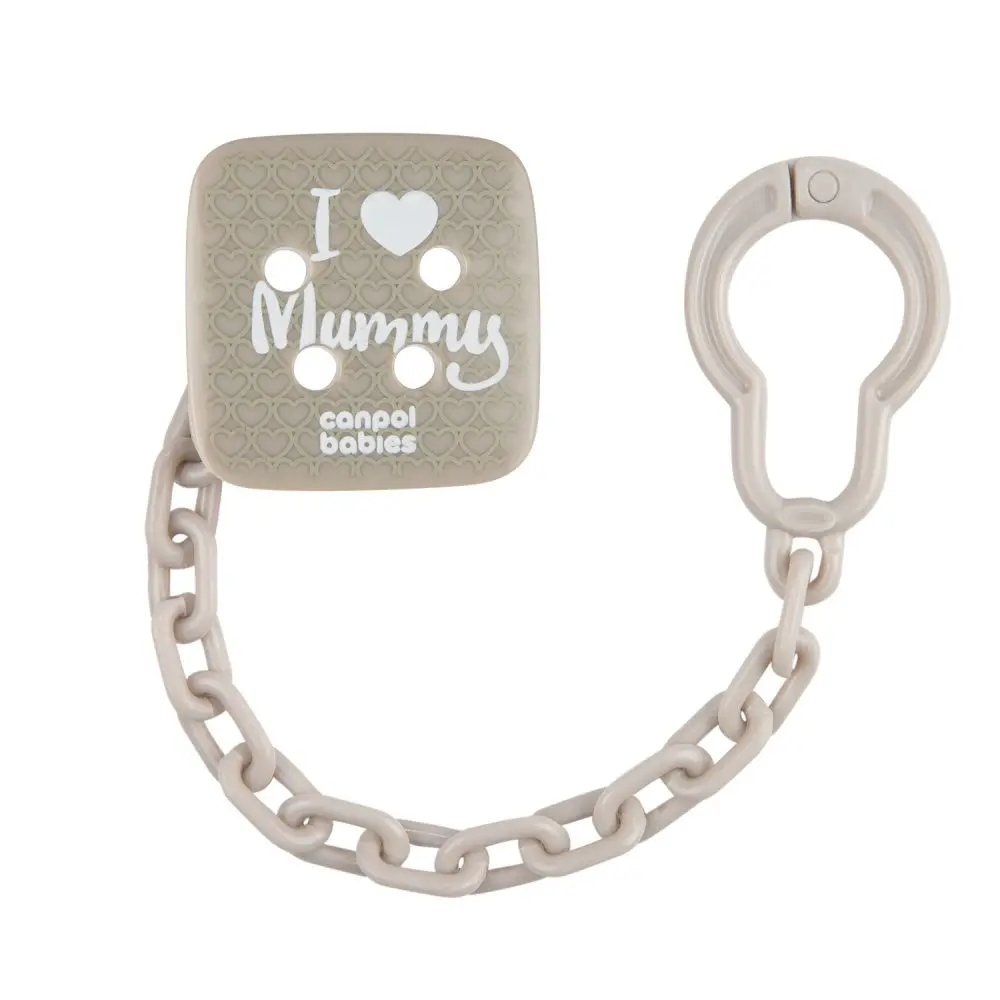 Canpol babies Řetízek na dudlík I love Mummy šedý