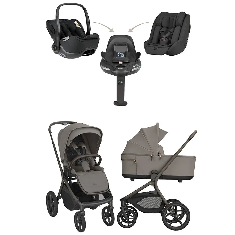 KikkaBoo Kočárek 2v1 Goya Platinum + set autosedaček i-Class 360 + základna - Mocca