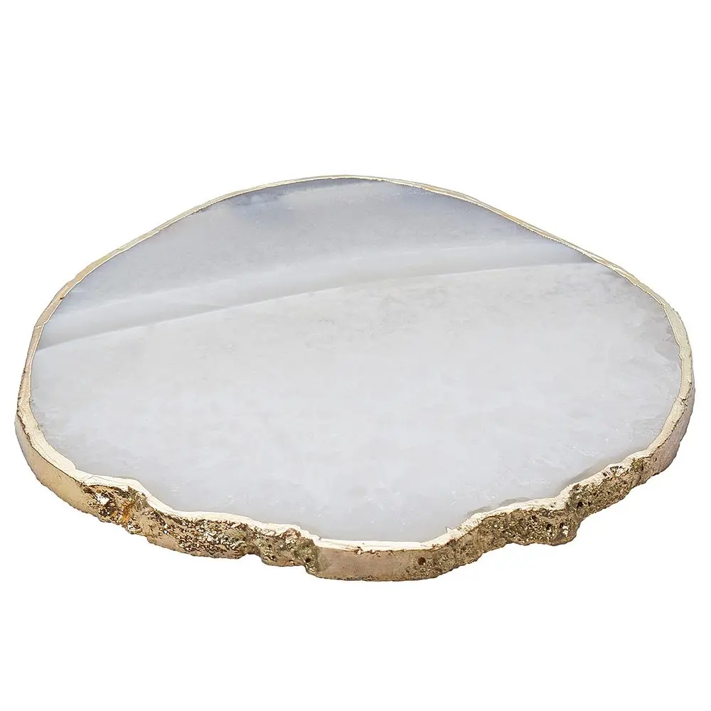 CRYSTAL Podtácek z drahých kamenů 10 cm - bílá