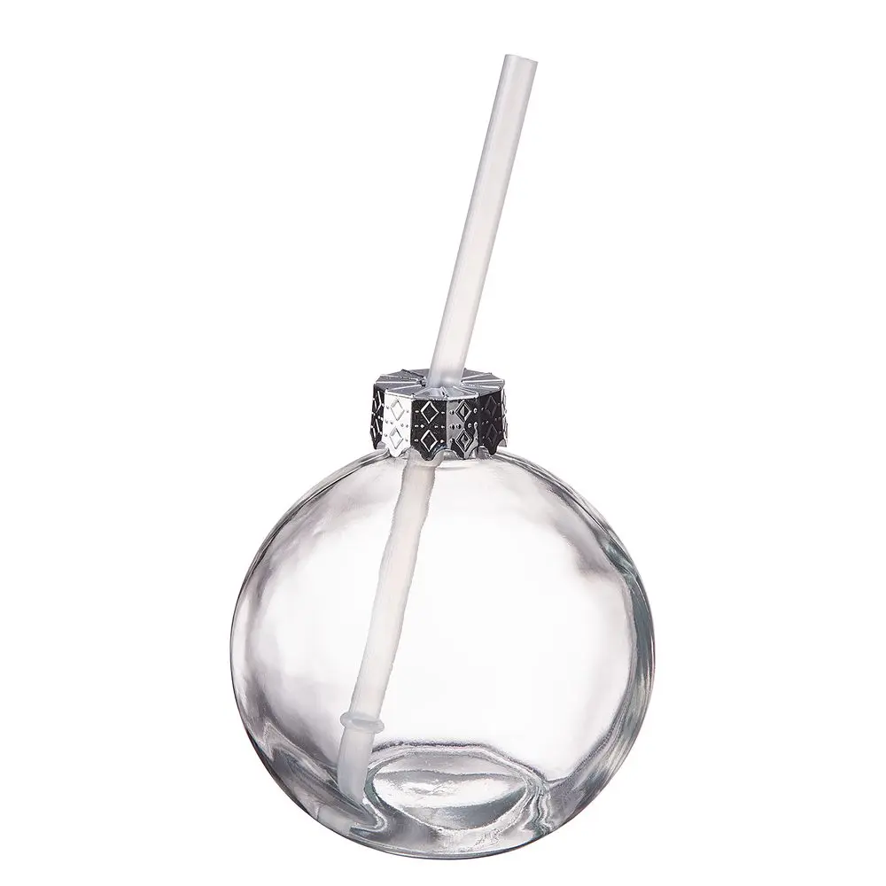 SANTA'S BUBBLE Skleněná koule s brčkem - čirá