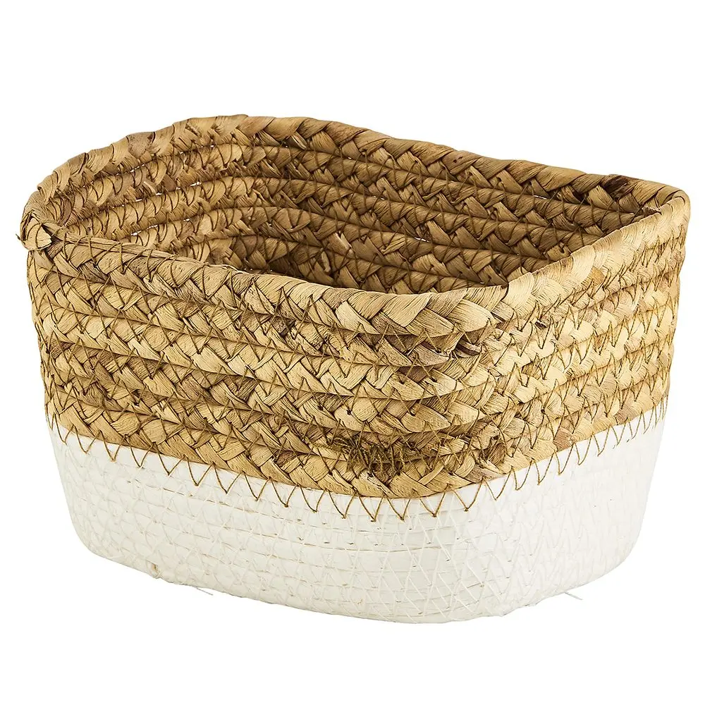 RUSH ROPE Odkládací koš hranatý 17 cm - přírodní/bílá