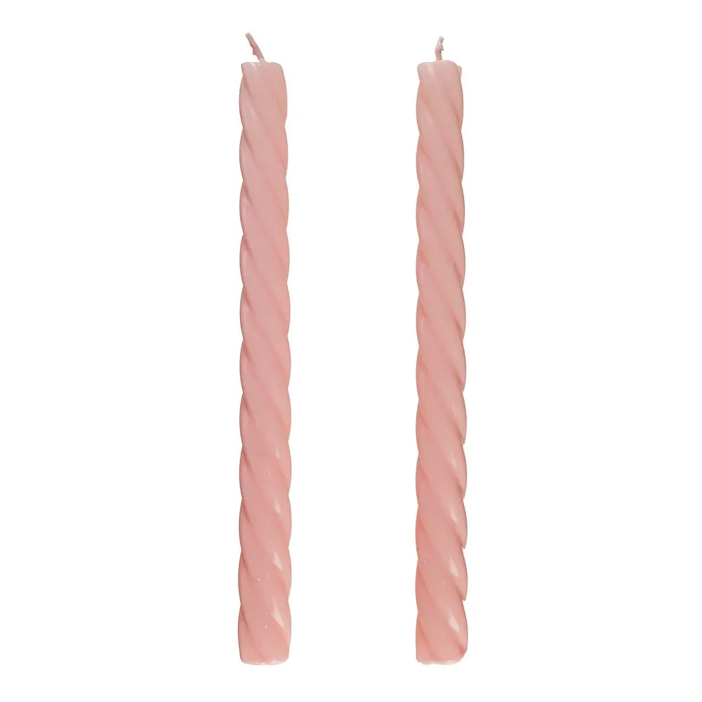 TWISTED Sada lesklých svíček 2 ks 25,5 cm - sv. růžová