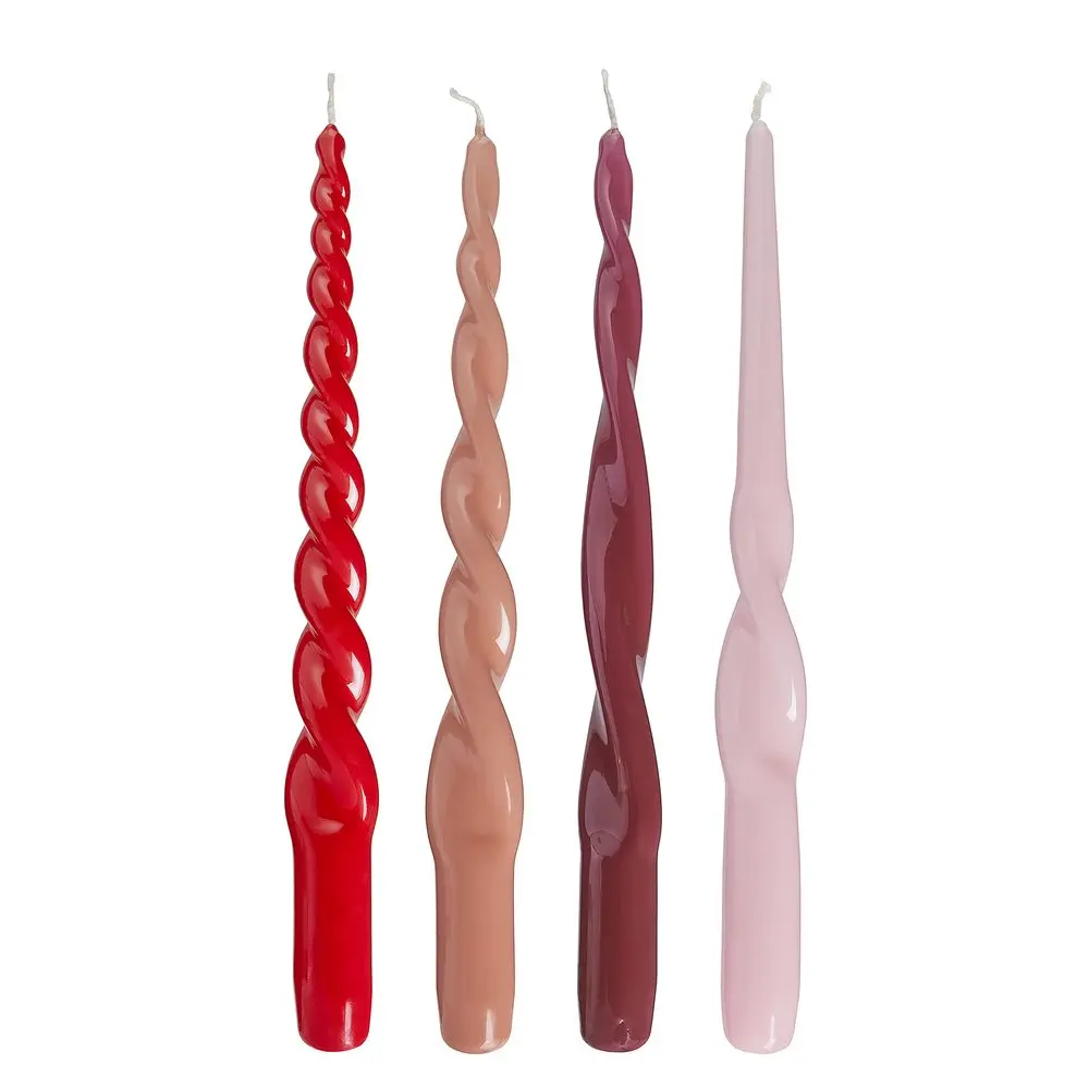 TWISTED Sada svíček 4 ks 29 cm - červená