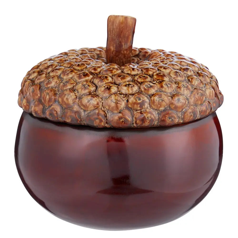 ACORN Keramická dóza 13 cm - hnědá