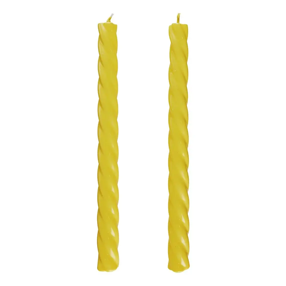 TWISTED Sada lesklých svíček 2 ks 25,5 cm - sv. žlutá