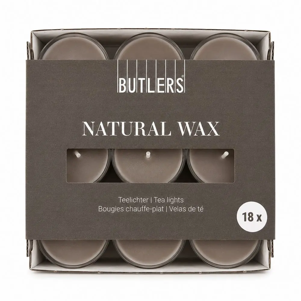 NATURAL WAX Čajové svíčky 18 ks - šedohnědá