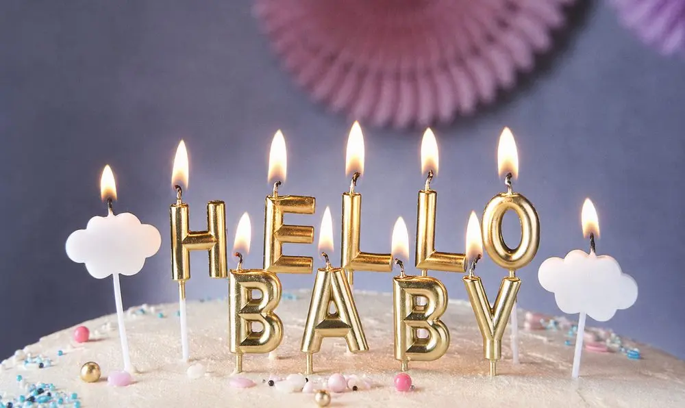 HELLO BABY Sada svíček - zlatá