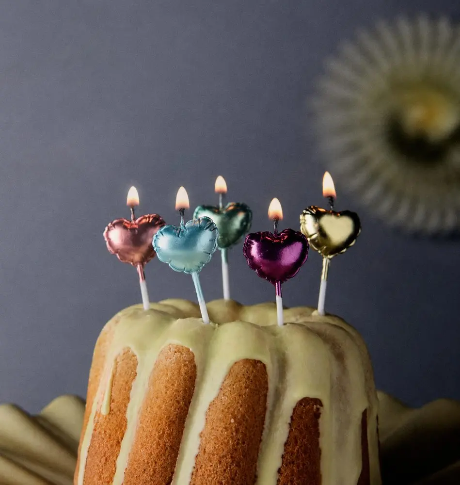 CELEBRATION Sada svíček 3D srdíčka 5 ks