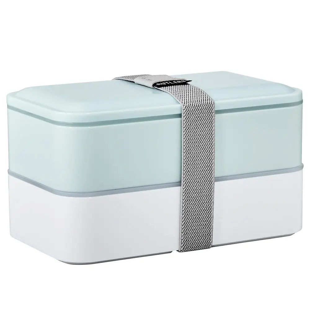SNACK PACK Svačinový box včetně příboru - sv. modrá/bílá