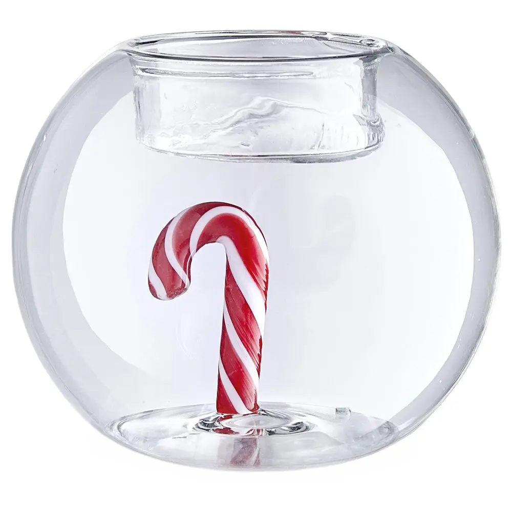 MERRY & BRIGHT Svícen na čajovou svíčku "Candy Cane" 8 cm
