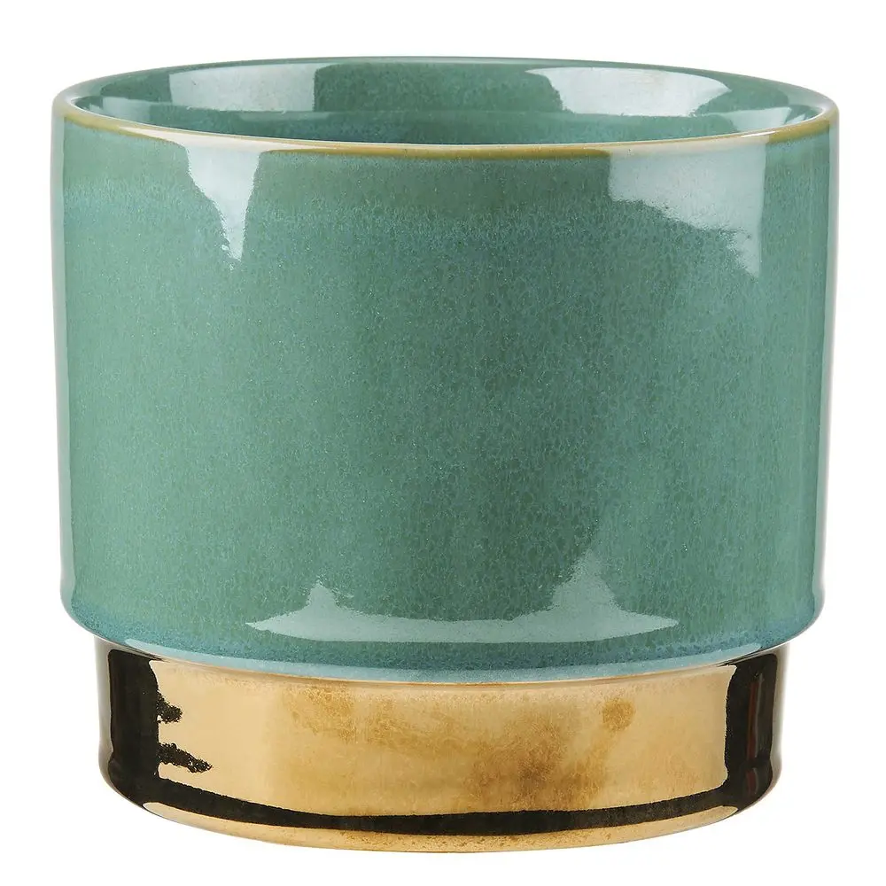 GOLDEN TOUCH Květináč 15 cm - pastelově zelená/zlatá