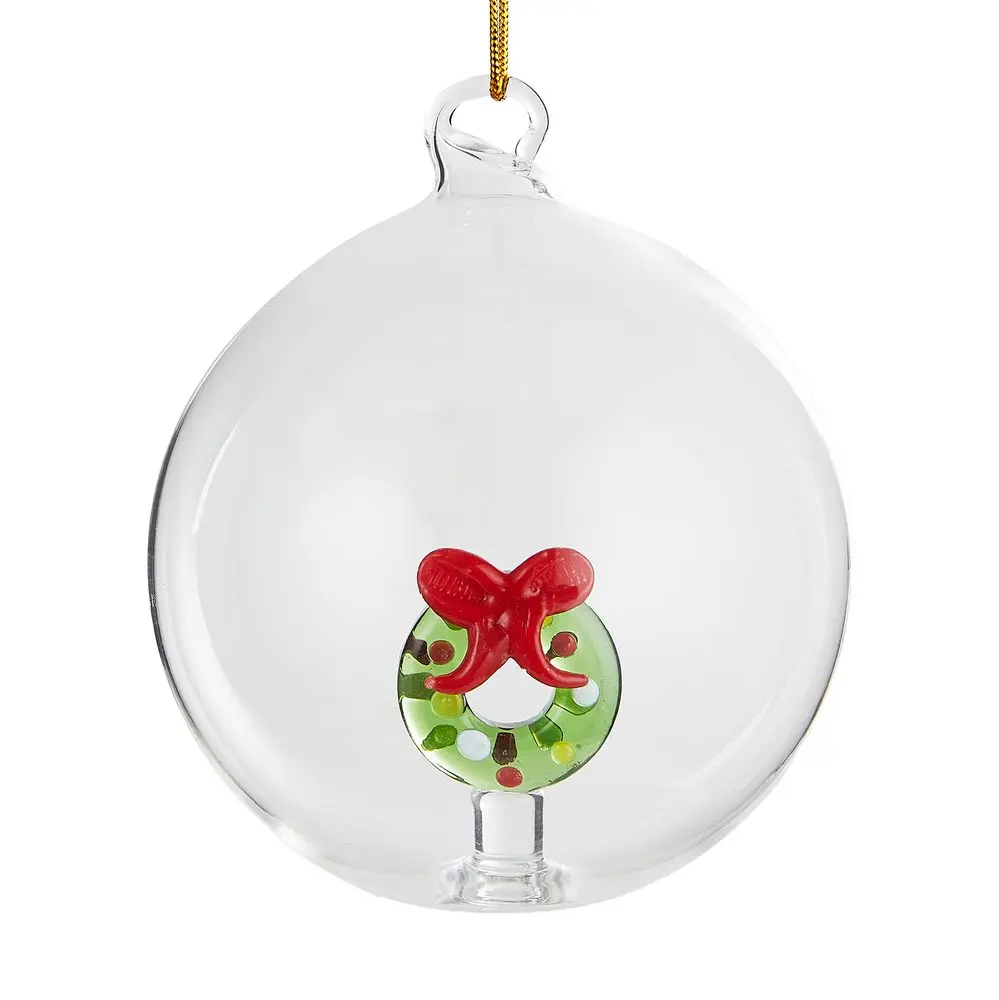 HANG ON Skleněná koule věnec 9 cm - čirá