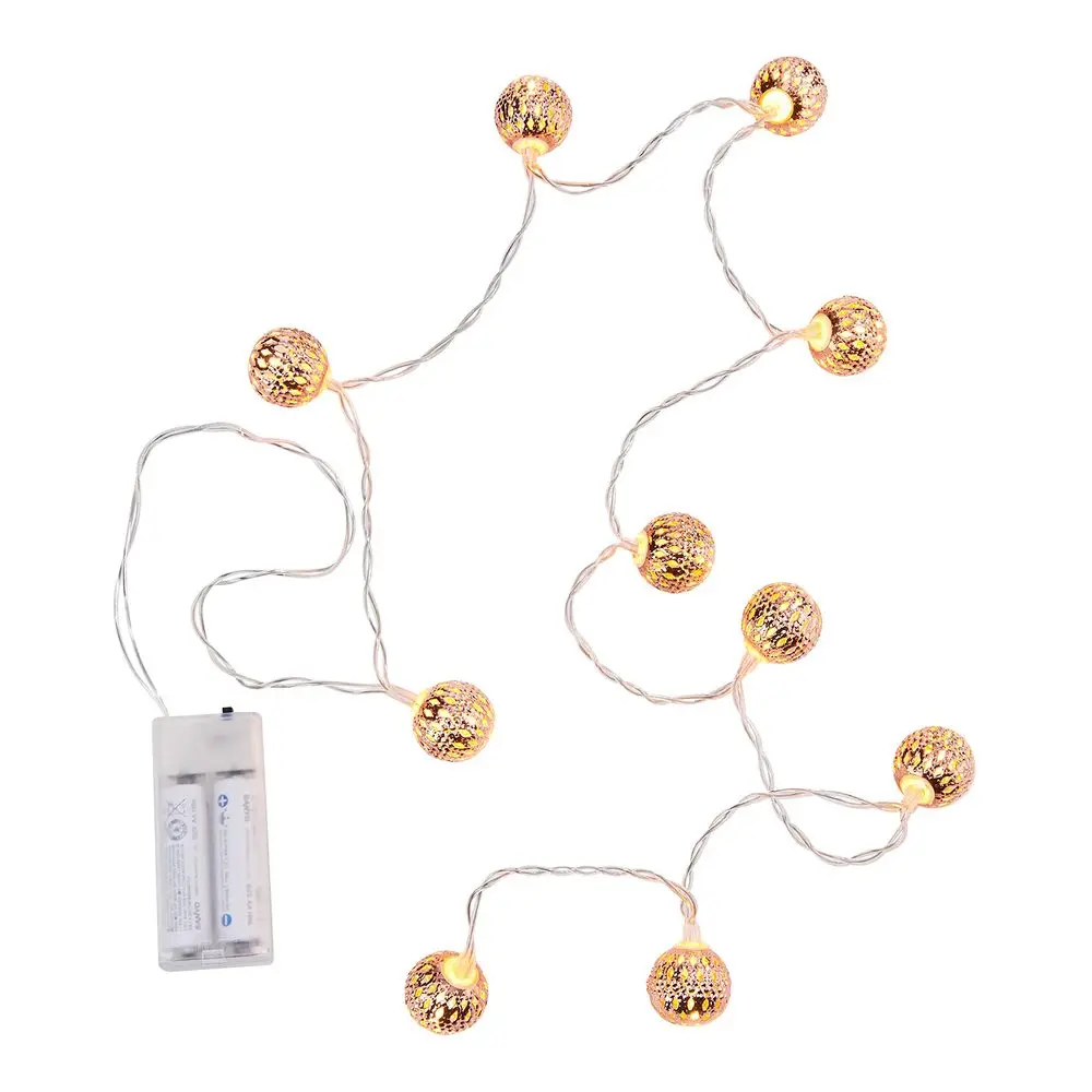 ORIENTAL LIGHTS Světelný řetěz s USB kovové koule 10 světel