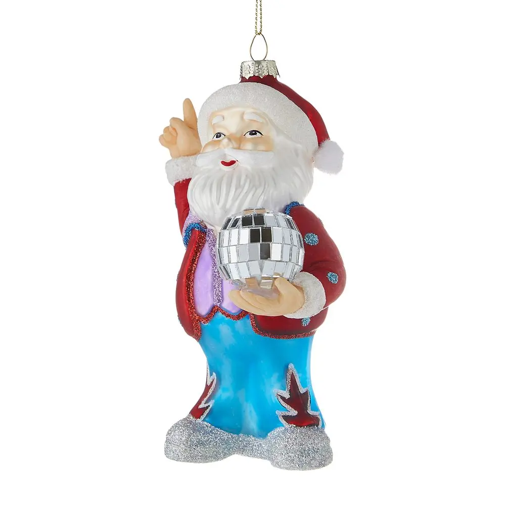 HANG ON Skleněná ozdoba Santa a disko