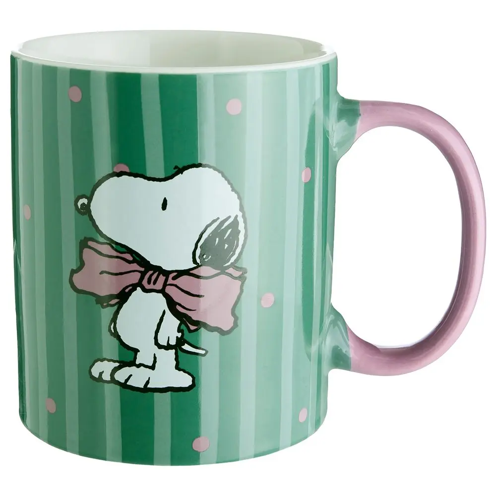 PEANUTS Hrnek Snoopy s mašlí 380 ml - zelená/růžová