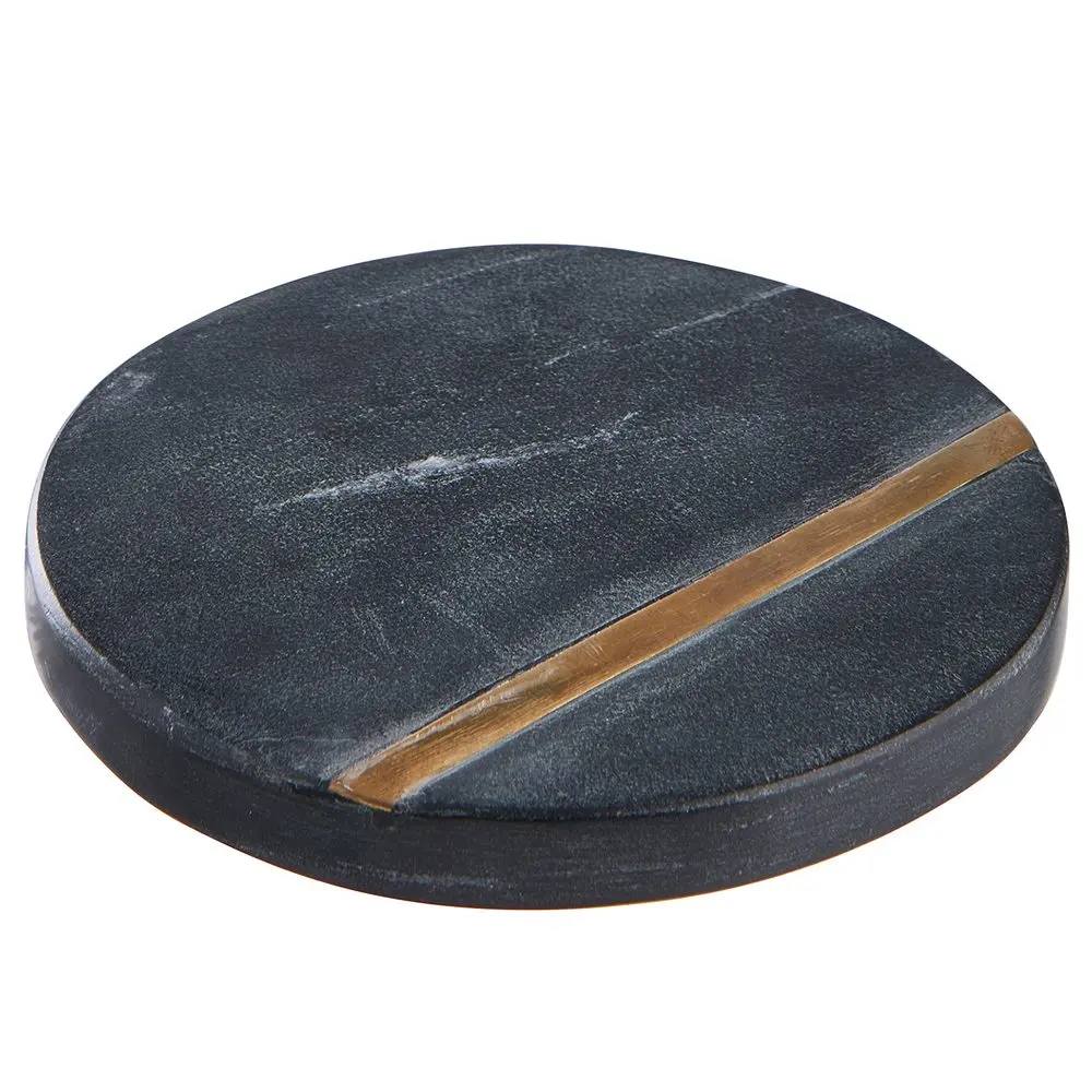 MARBLE Podtácek mramorový se zlatým proužkem - černá