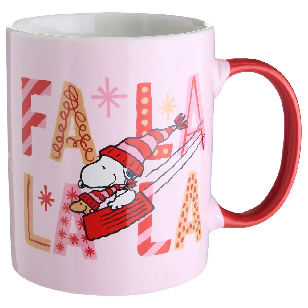 PEANUTS Hrnek "FaLaLaLa" 380 ml - sv. růžová
