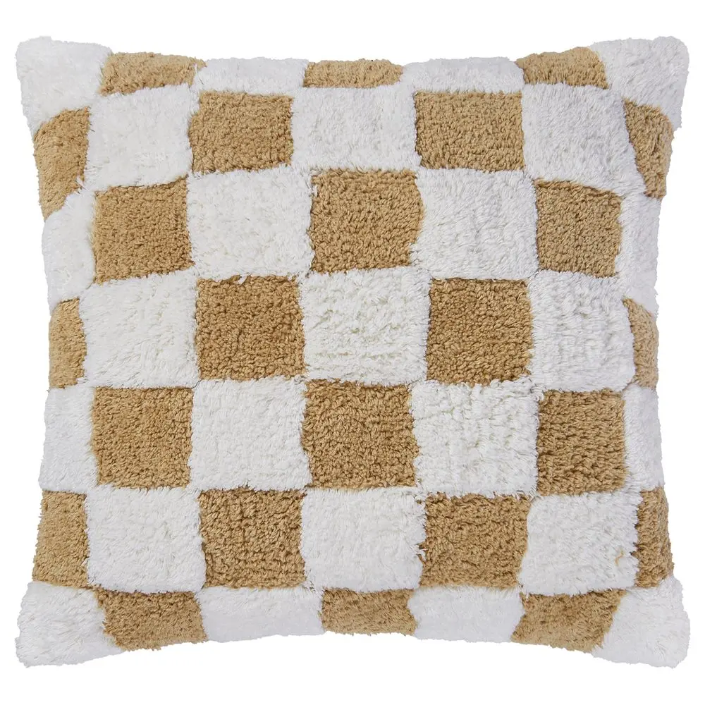 CHECKER STYLE Polštář 50 x 50 cm - hnědá