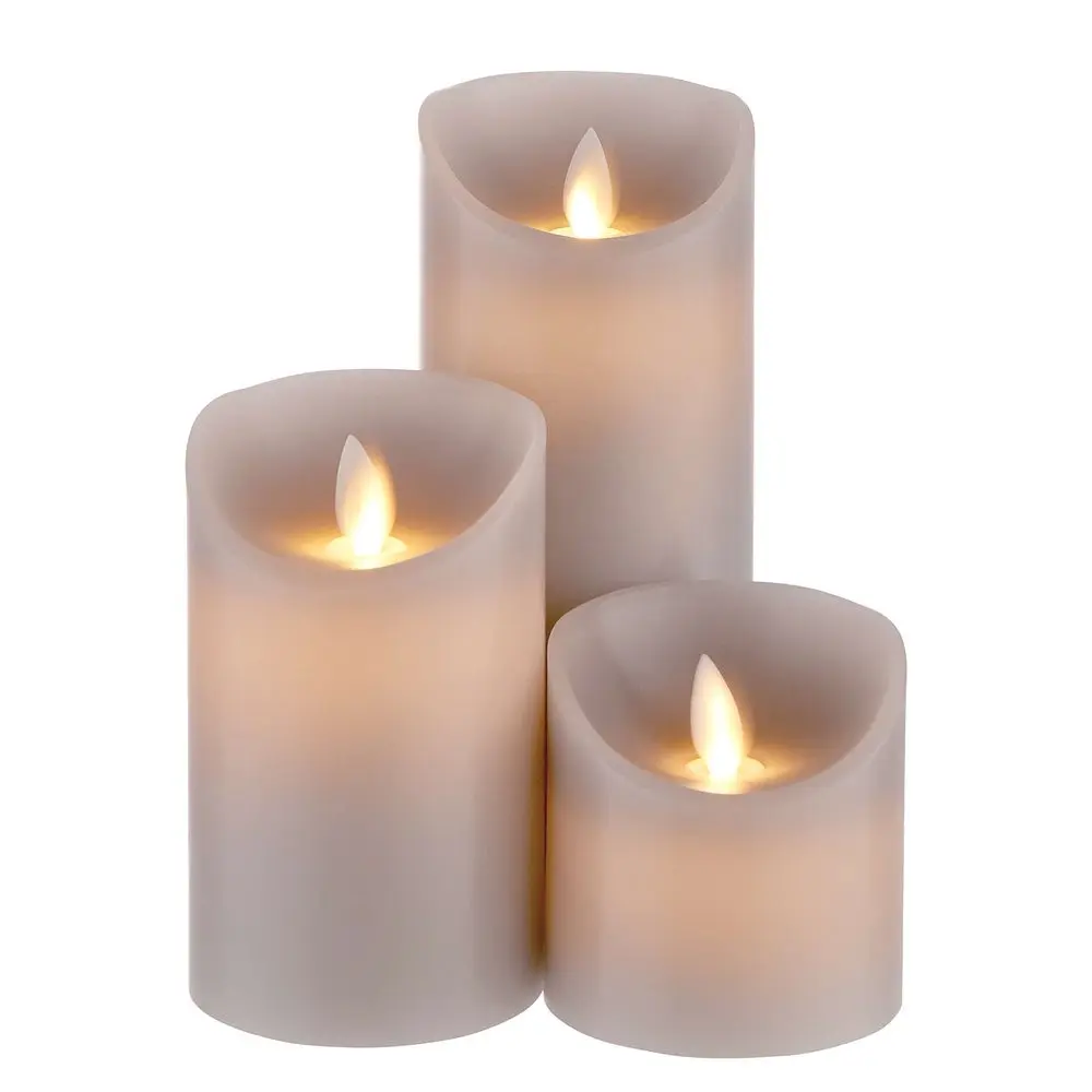 GLOWING FLAME LED Svíčka set 3 ks - šedá