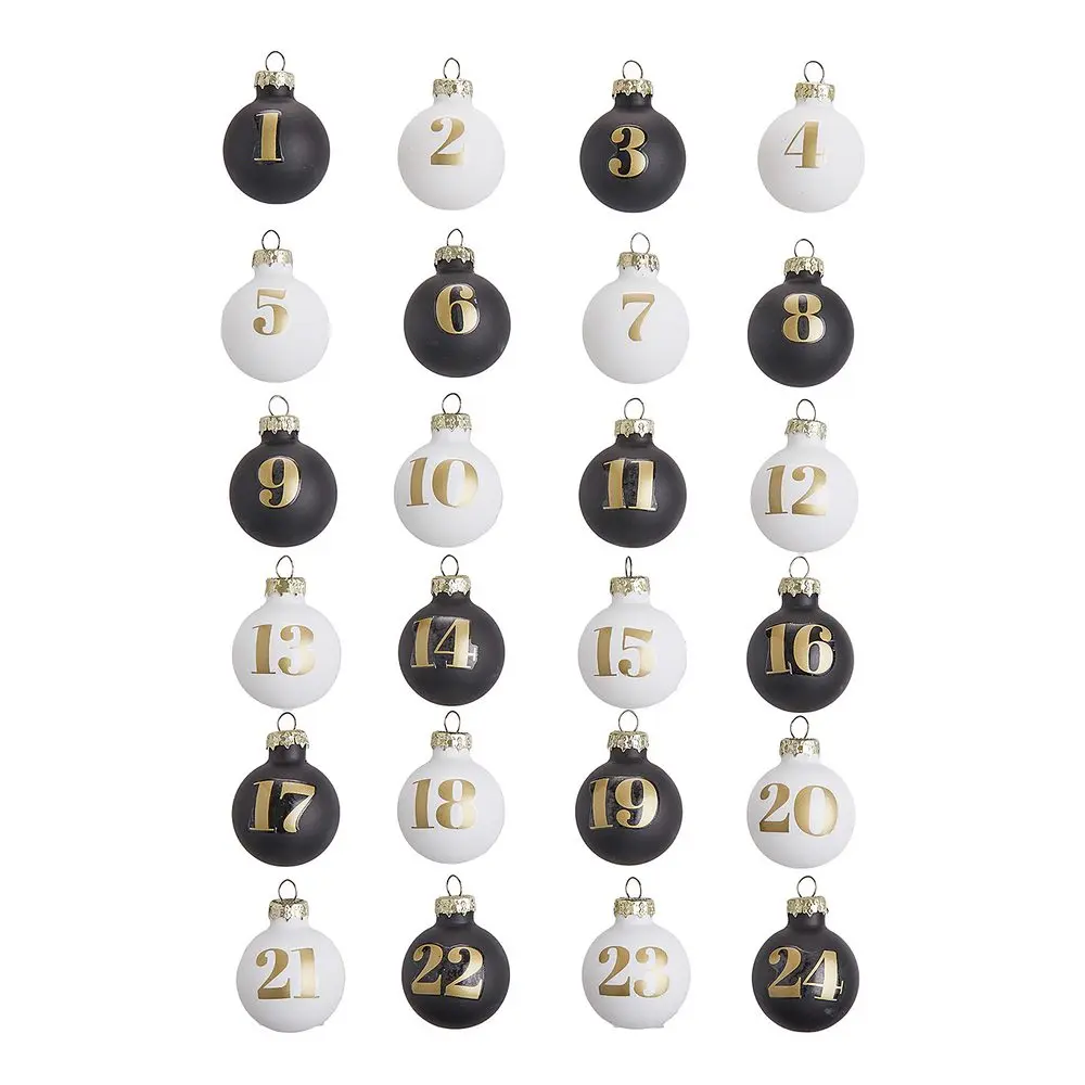 ADVENT Sada mini ozdob 24 ks 3 cm - bílá/černá