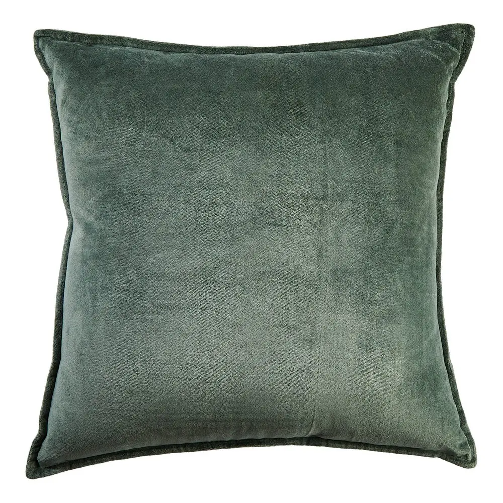 COTTON VELVET Polštář 45 x 45 cm - tm. zelená