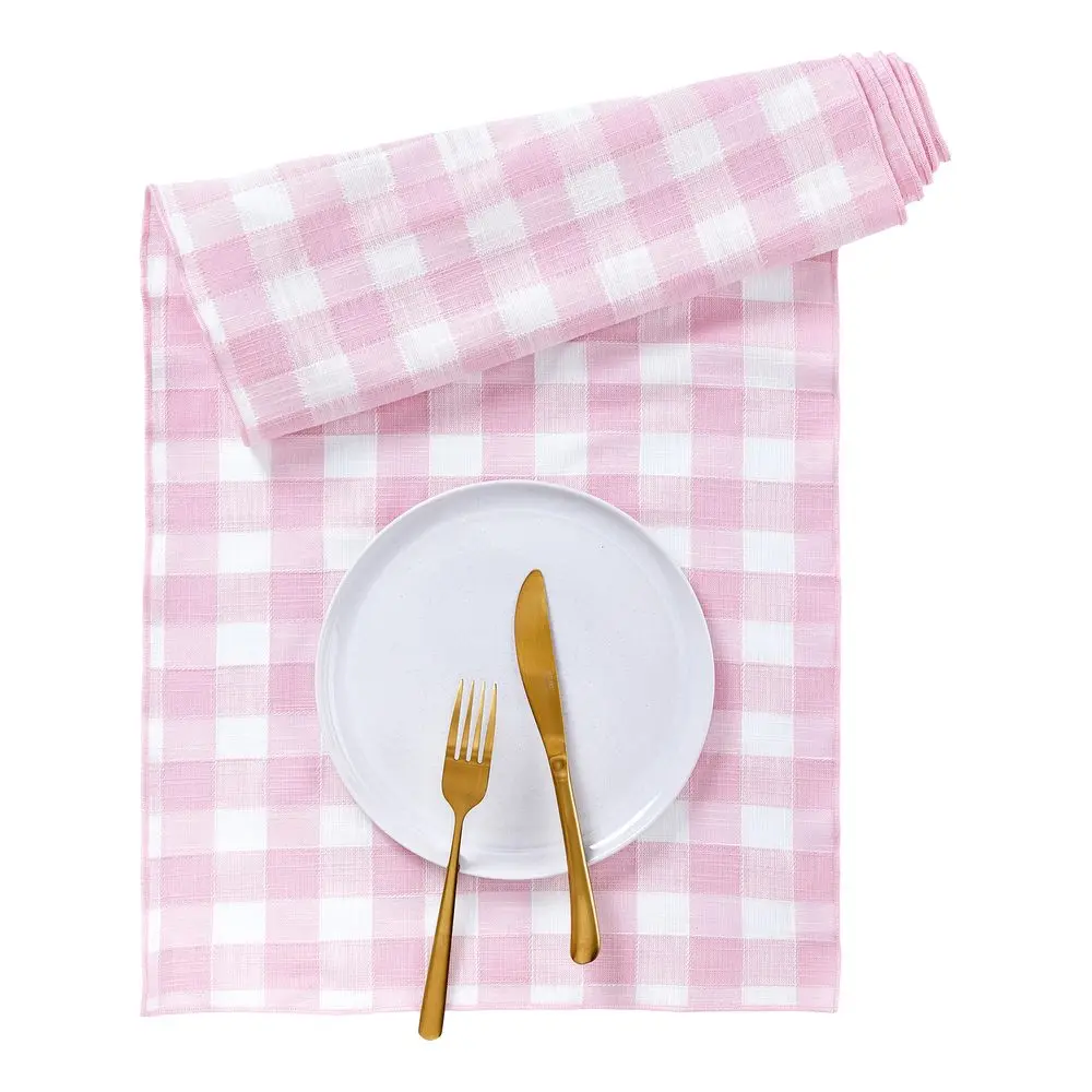 MEDLEY Běhoun na stůl kostka 40 x 160 cm - sv.růžová/bílá