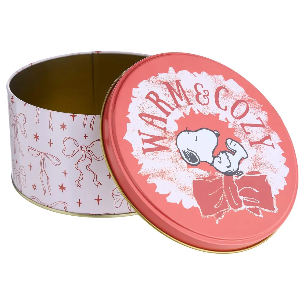 PEANUTS Dóza kulatá "Warm & Cozy" 13,5 cm - červená/bílá