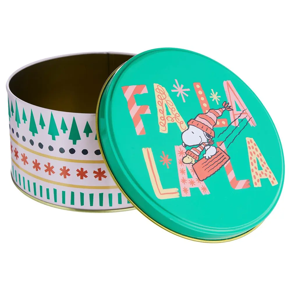 PEANUTS Dóza kulatá "FaLaLaLa" 13,5 cm - zelená/bílá