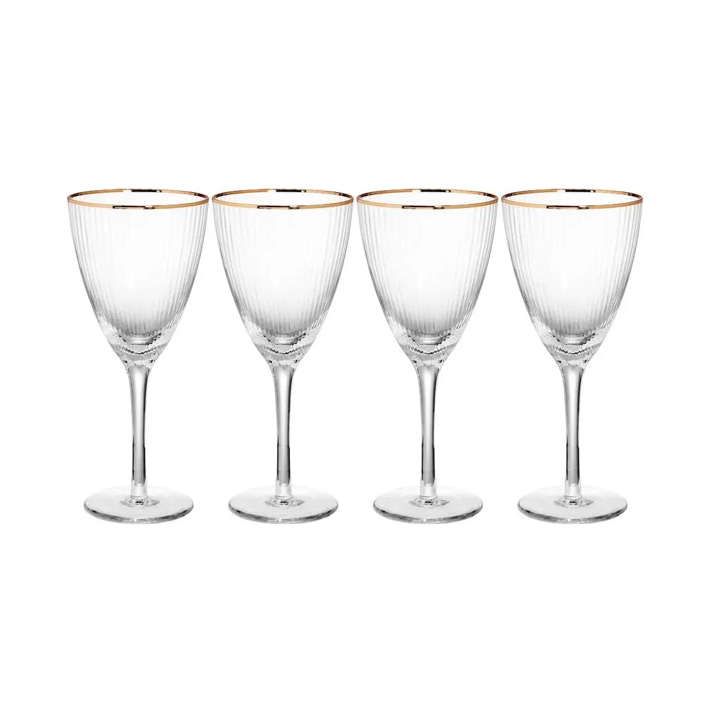 GOLDEN TWENTIES Sada sklenic na víno se zlatým okrajem 280 ml 4 ks