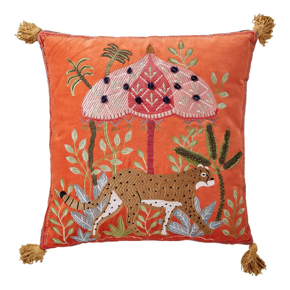 BOHEMIAN Polštář s třásněmi tygr 50 x 50 cm - oranžová