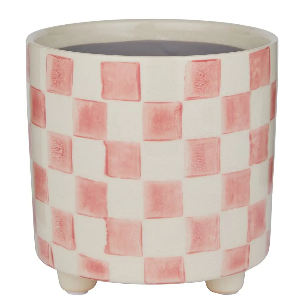 NEW DELFT Květináč šachovnice 13,5 cm - růžová