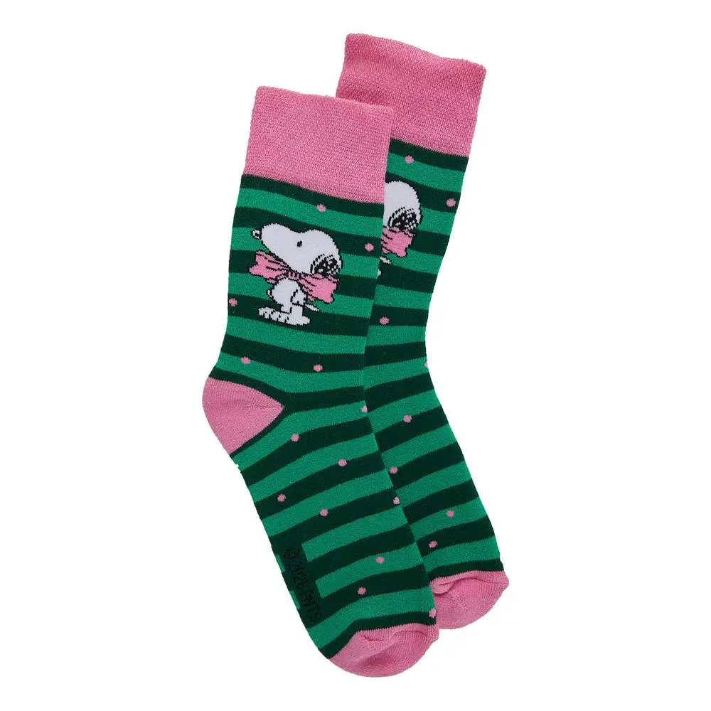 PEANUTS Ponožky Snoopy s mašlí vel. 35-38 - zelená/růžová