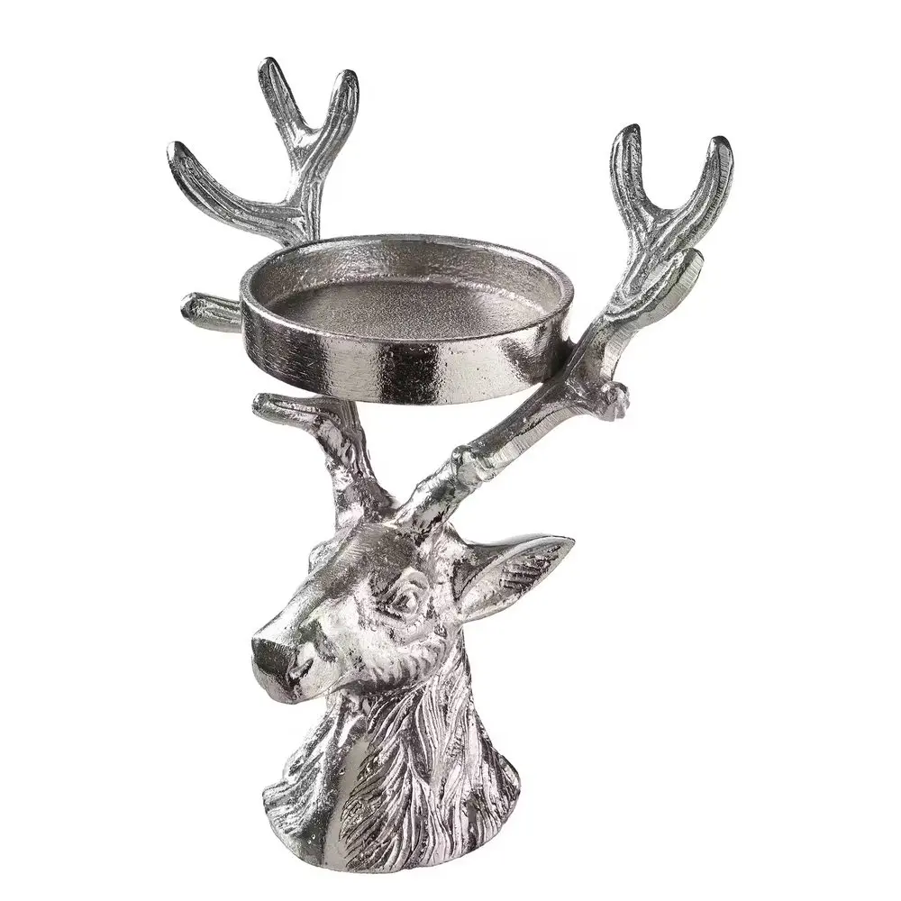 OH MY DEER Svícen na sloupovou svíčku - stříbrná