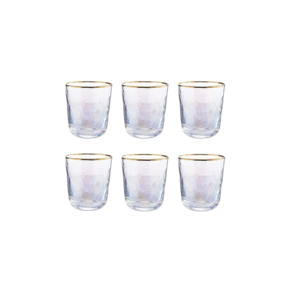 SMERALDA Sada sklenic se zlatým okrajem 280 ml 6 ks