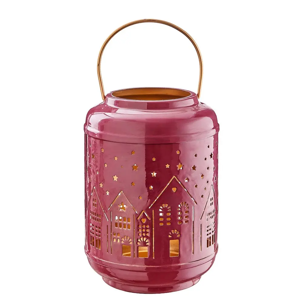 COZY HOME Lucerna kovová 23 cm - tm. růžová