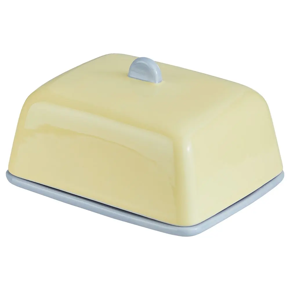BUTTER Dóza na máslo keramická - žlutá/modrá
