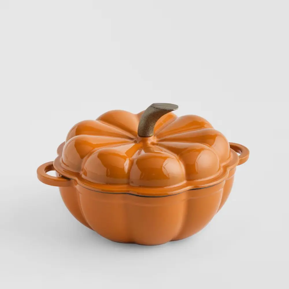 HOME & YOU Hrnec litinový s poklicí dýně 25 cm - oranžová