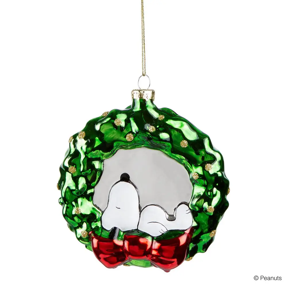 PEANUTS Skleněná ozdoba Snoopy věněc