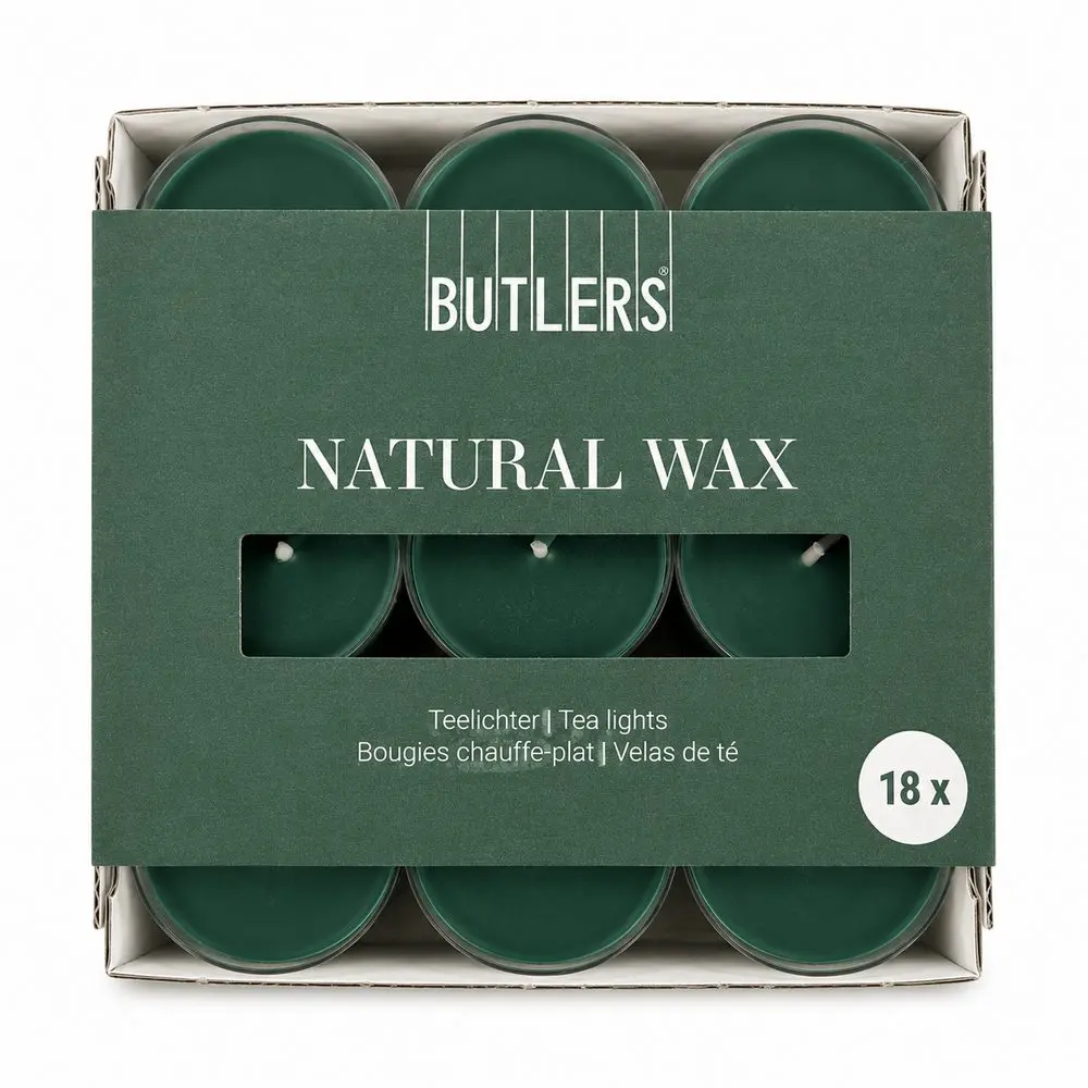 NATURAL WAX Čajové svíčky 18 ks - tm. zelená