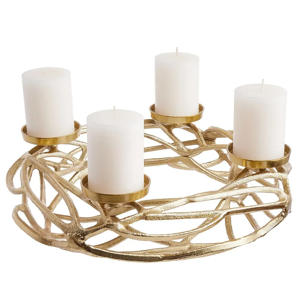 ADVENT Věnec kovový "naplavené dříví" 40 cm - zlatá
