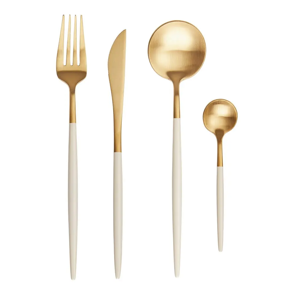 STILETTO Příbory matné set 4 ks - zlatá/bílá